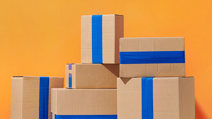 Amazon Prime Day 2026: Amazon Boxes against an orange background